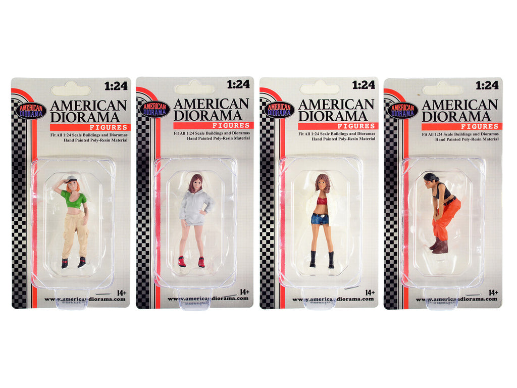 "Hip Hop Girls" 4 Piece Figure Set for 1/24 Scale Models by American Diorama-5