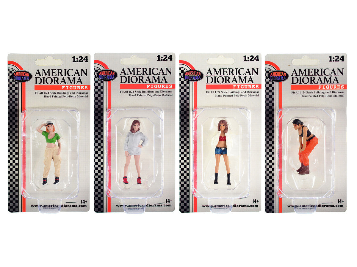 "Hip Hop Girls" 4 Piece Figure Set for 1/24 Scale Models by American Diorama-5
