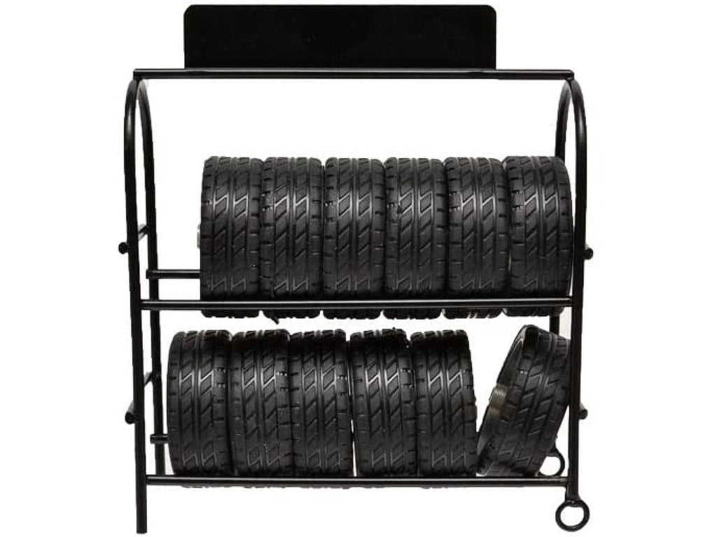 Metal Tire Rack with Rims and Tires for 1/24 Scale Models by American Diorama-2