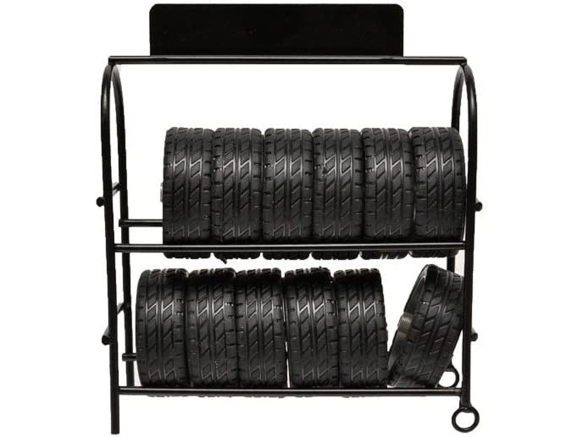 Metal Tire Rack with Rims and Tires for 1/24 Scale Models by American Diorama-2