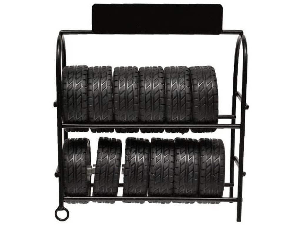 Metal Tire Rack with Rims and Tires for 1/24 Scale Models by American Diorama-1