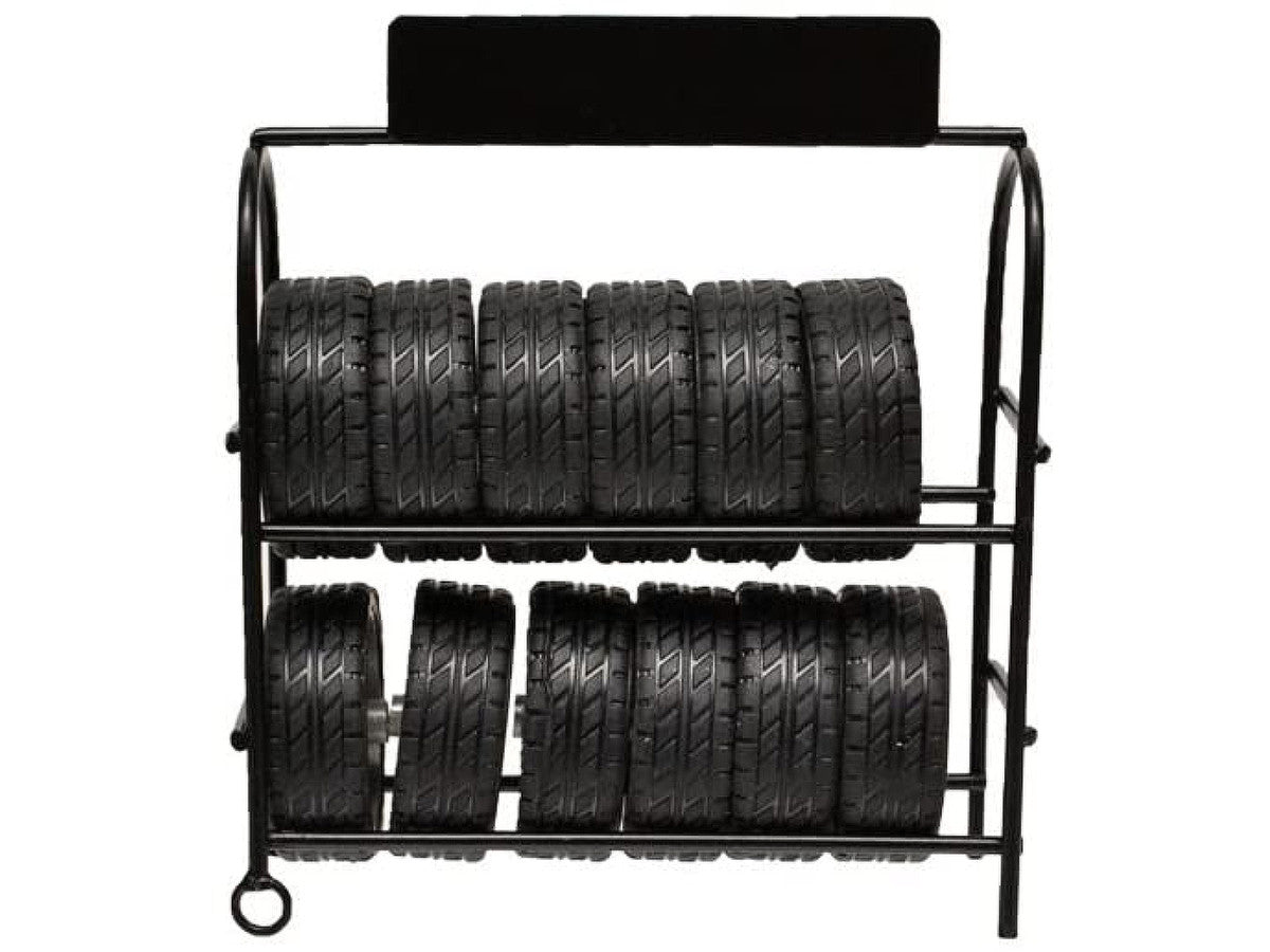 Metal Tire Rack with Rims and Tires for 1/24 Scale Models by American Diorama-1