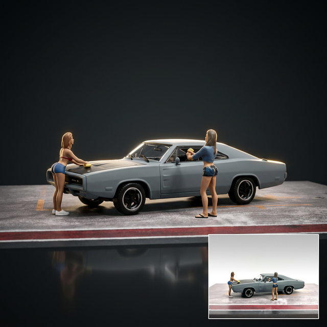 American Diorama 1:43 Car Wash Girls Set 2 Jessica and Jennifer 2-Figure Set