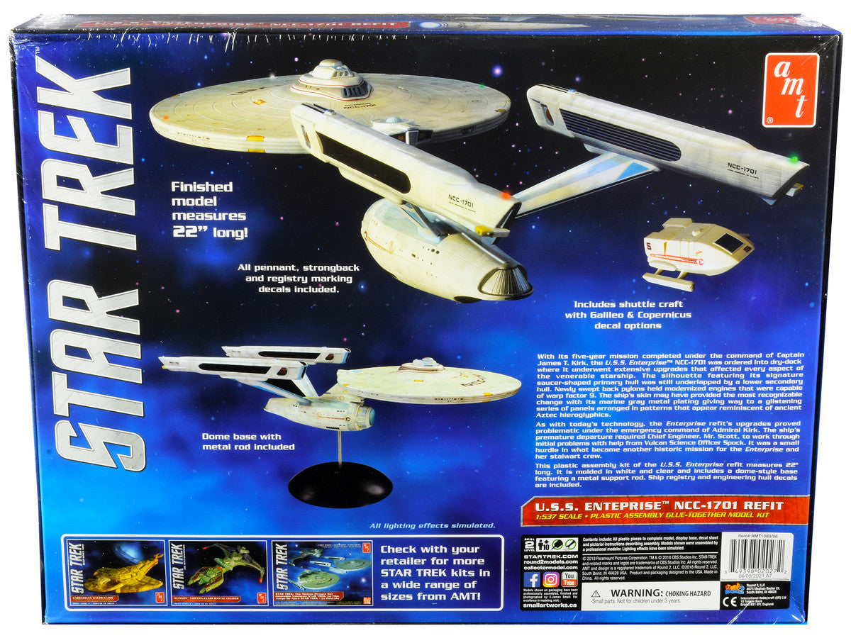 Skill 2 Model Kit U.S.S. Enterprise NCC-1701 Refit Starship "Star Trek" 1/537 Scale Model by AMT-2