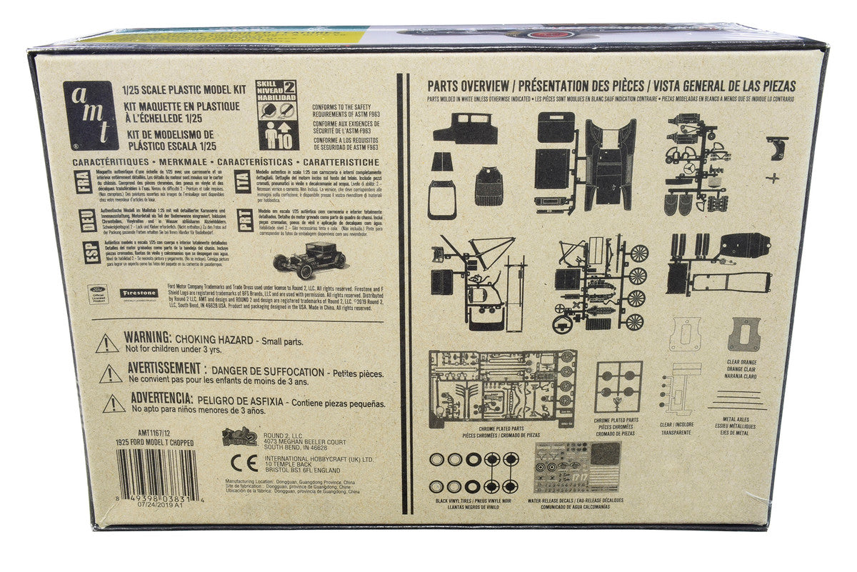 Skill 2 Model Kit 1925 Ford Model T "Chopped" Set of 2 pieces 1/25 Scale Model by AMT-3