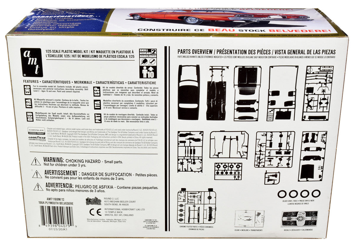 Skill 2 Model Kit 1964 Plymouth Belvedere Coupe Hardtop 1/25 Scale Model by AMT-3