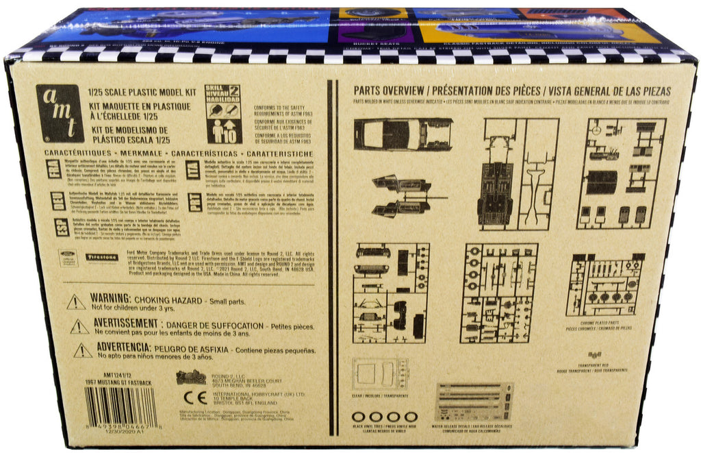 Skill 2 Model Kit 1967 Ford Mustang GT Fastback 1/25 Scale Model by AMT-3