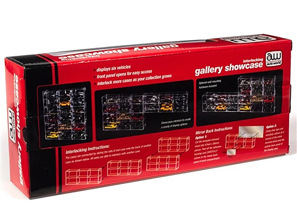 6 Car Interlocking Collectible Display Show Case for 1/64 Scale Model Cars by Auto World-1