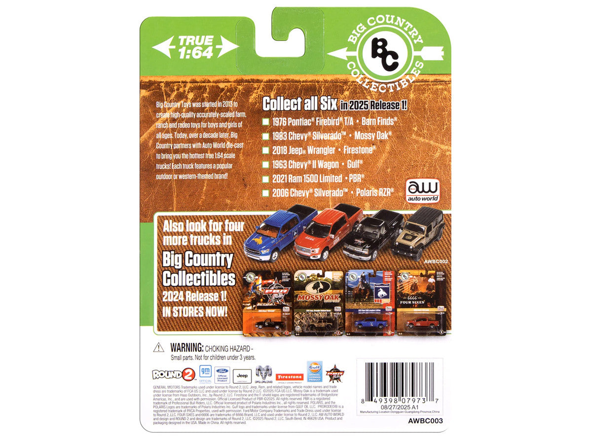 2021 Ram 1500 Limited Pickup Truck "PBR (Professional Bull Riders)" Gray Metallic with Graphics "Big Country Collectibles" 2025 Series 1/64 Diecast Model Car by Auto World-0