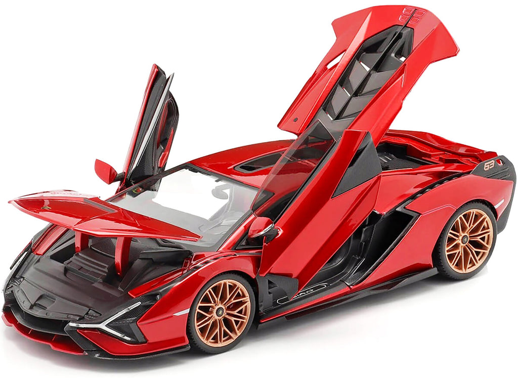 Lamborghini Sian FKP 37 Red Copper Wheels 1/18 Diecast Model Car Bburago-1