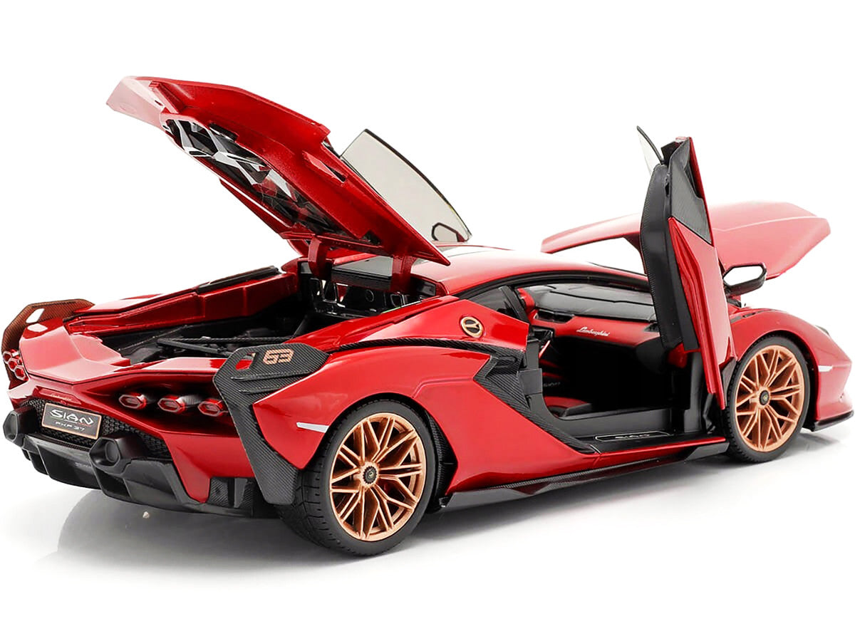 Lamborghini Sian FKP 37 Red Copper Wheels 1/18 Diecast Model Car Bburago-2