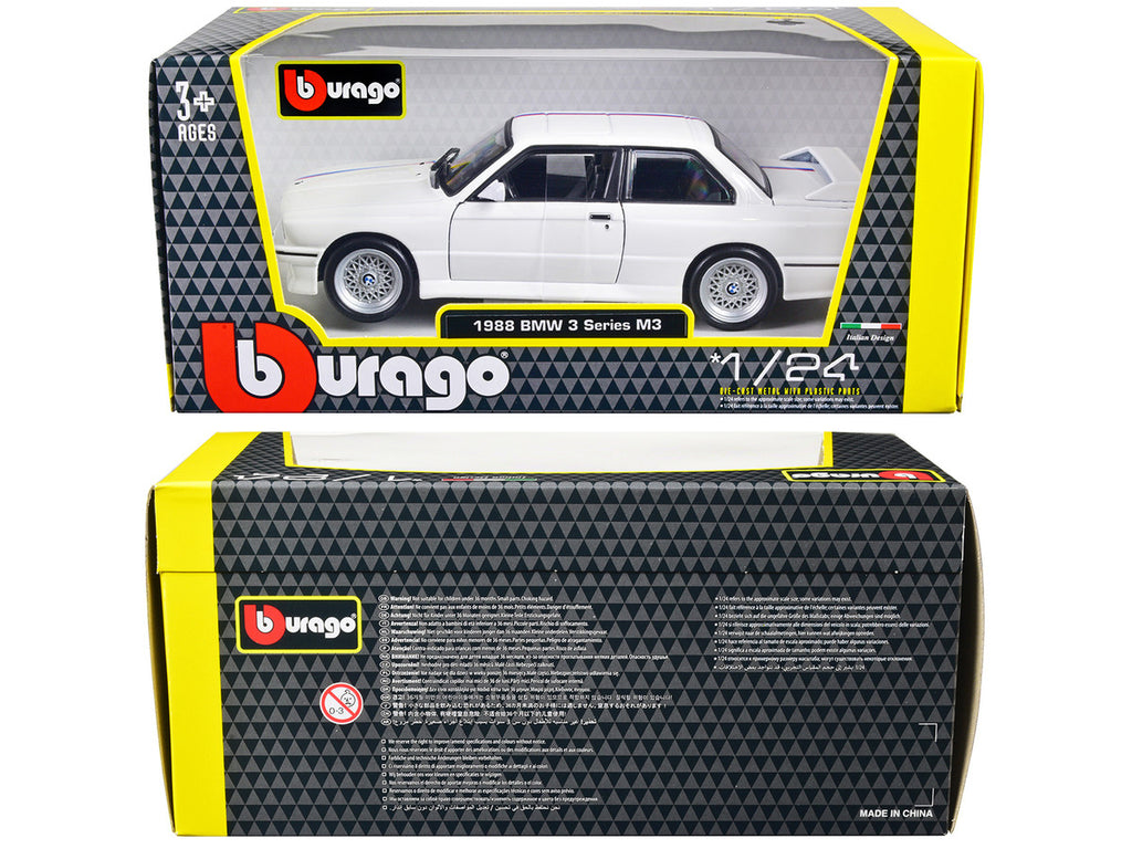 1988 BMW 3 Series M3 E30 White 1/24 Diecast Model Car Bburago-0