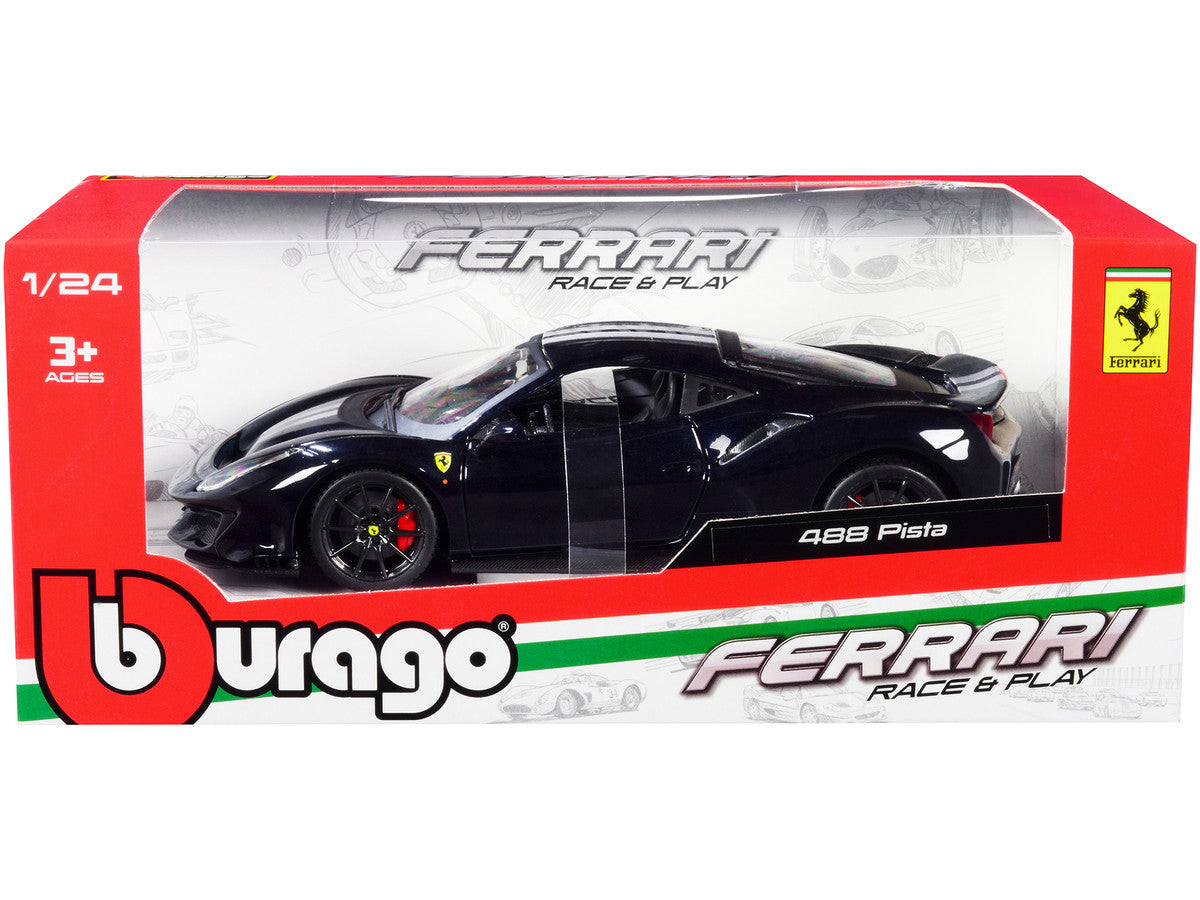 Bburago 1/24 Ferrari 488 Pista Dark Blue Metallic Diecast Model Car-2