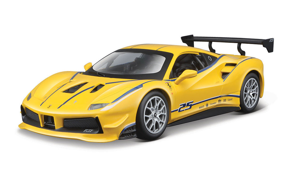Ferrari 488 Challenge #25 Yellow Blue Stripes 1/24 Diecast Model Car-1