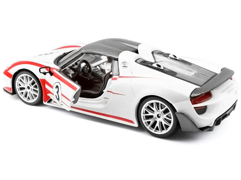 Porsche 918 Spyder Weissach 1/24 White Diecast Model Car by Bburago-2
