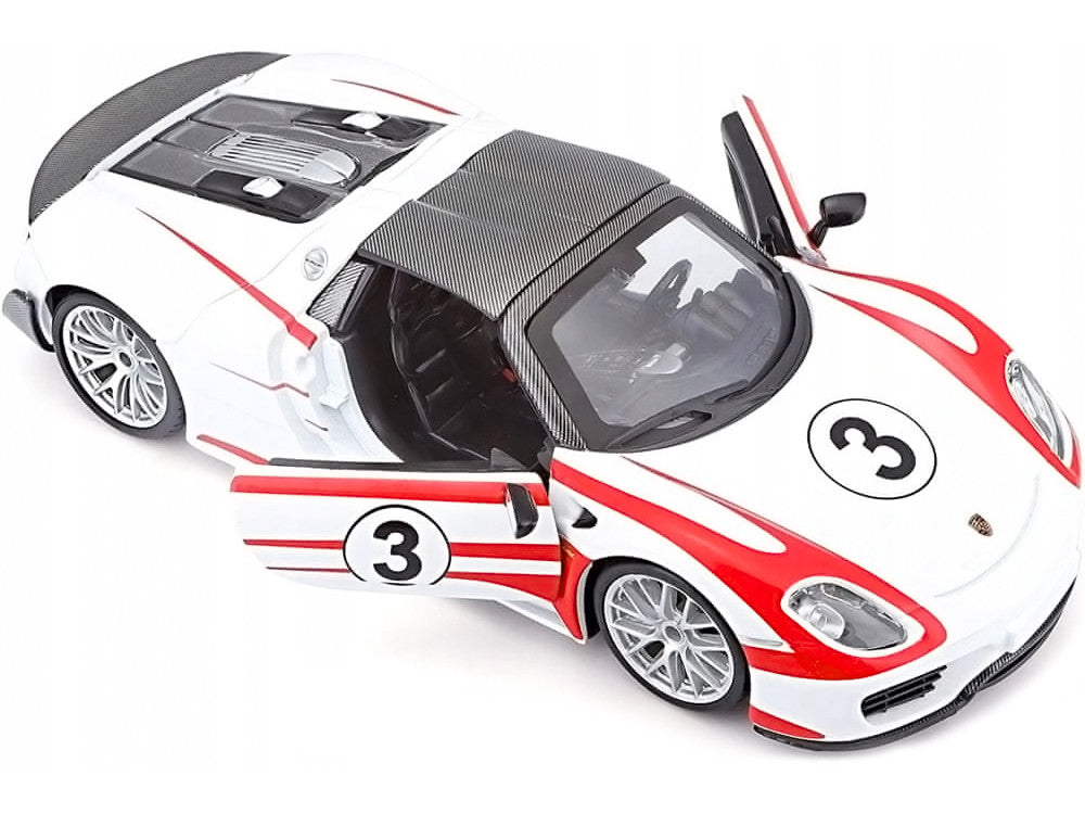 Porsche 918 Spyder Weissach 1/24 White Diecast Model Car by Bburago-1