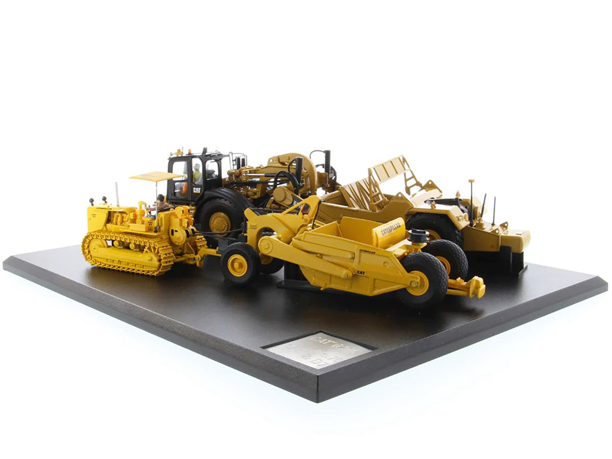 CAT Caterpillar 621K Tractor Scraper and CAT Caterpillar D7 Track-Type Tractor with No. 70 Scraper Set "Evolution Series" 1/50 Diecast Models by Diecast Masters-1