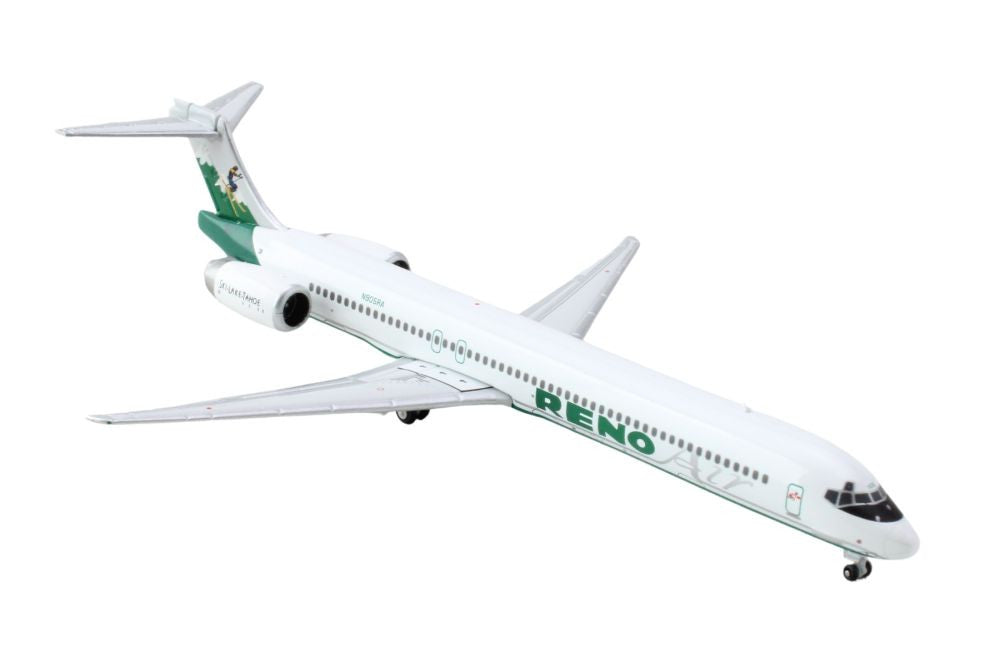 McDonnell Douglas MD-90 Commercial Aircraft "Reno Air" (N905RA) White with Green Tail 1/400 Diecast Model Airplane by GeminiJets-1
