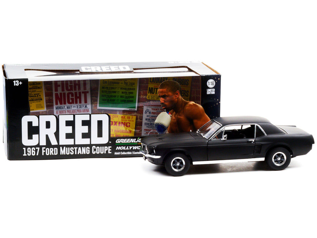 1967 Ford Mustang Coupe Matt Black (Adonis Creed's) "Creed" (2015) Movie 1/18 Diecast Model Car by Greenlight-2