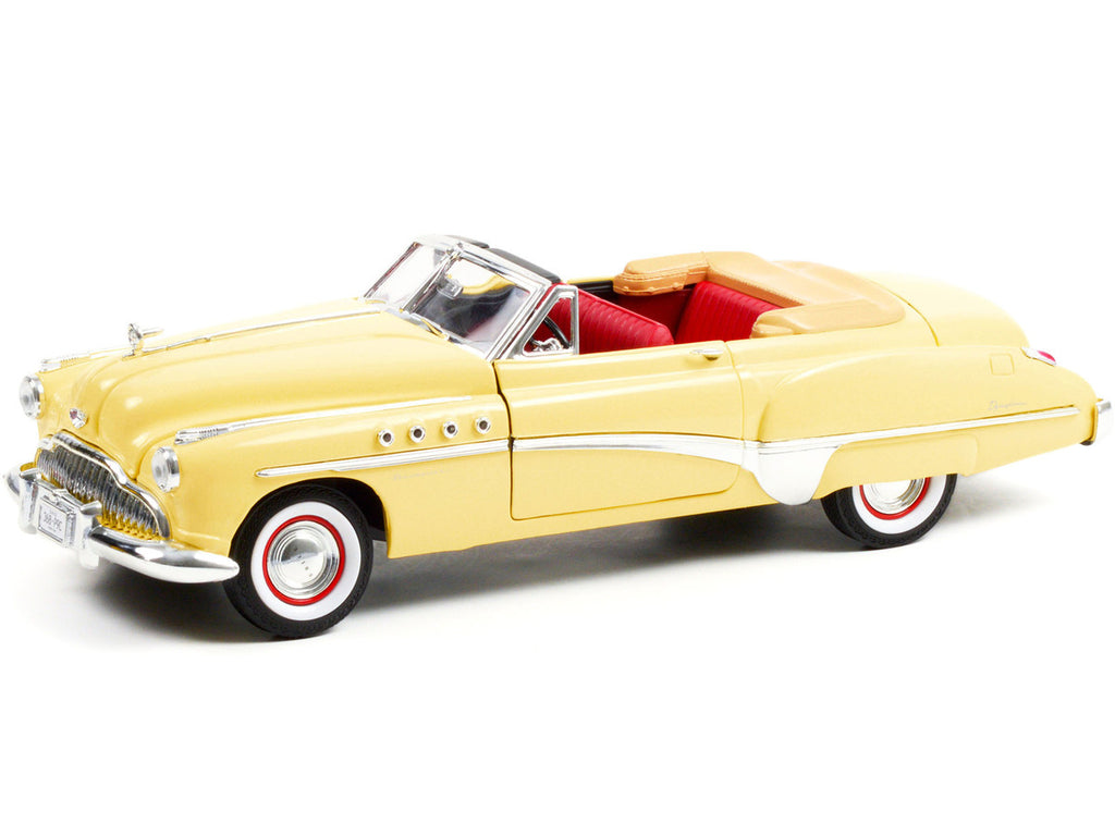 1949 Buick Roadmaster Convertible (Charlie Babbitt's) Yellow with Red Interior "Rain Man" (1988) Movie 1/18 Diecast Model Car by Greenlight-1