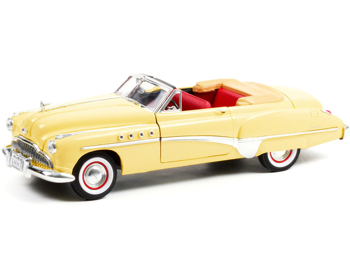 1949 Buick Roadmaster Convertible (Charlie Babbitt's) Yellow with Red Interior "Rain Man" (1988) Movie 1/18 Diecast Model Car by Greenlight-1
