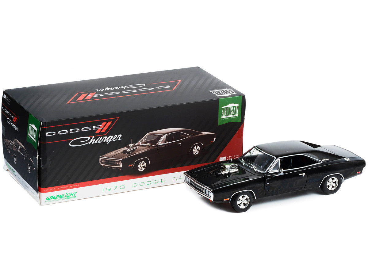 1970 Dodge Charger with Blown Engine Black "Artisan Collection" Series 1/18 Diecast Model Car by Greenlight-1