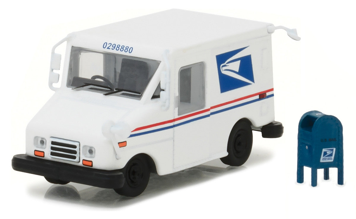 "United States Postal Service" (USPS) Long Life Postal Mail Delivery Vehicle (LLV) with Mailbox Accessory "Hobby Exclusive" 1/64 Diecast Model Car by Greenlight-1