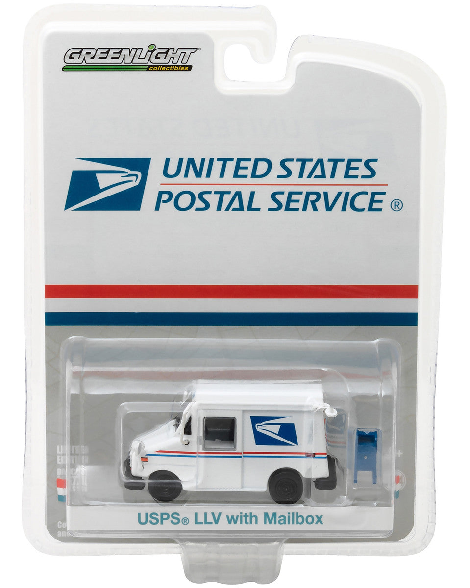 "United States Postal Service" (USPS) Long Life Postal Mail Delivery Vehicle (LLV) with Mailbox Accessory "Hobby Exclusive" 1/64 Diecast Model Car by Greenlight-2