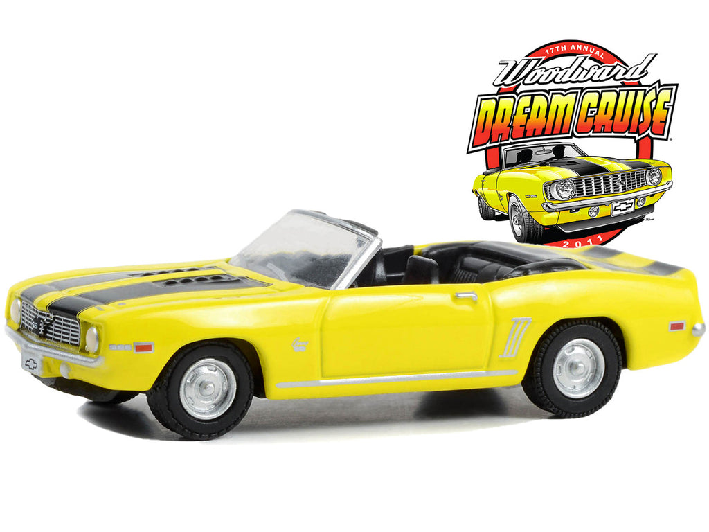 1969 Chevrolet Camaro SS Convertible Yellow with Black Stripes "17th Annual Woodward Dream Cruise Featured Heritage Vehicle" (2011) "Woodward Dream Cruise" Series 1 1/64 Diecast Model Car by Greenlight-1
