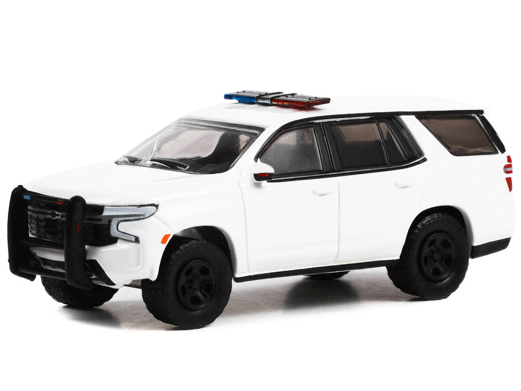 2022 Chevrolet Tahoe Police Pursuit Vehicle (PPV) White with Light Bar "Hot Pursuit" "Hobby Exclusive" Series 1/64 Diecast Model Car by Greenlight-1