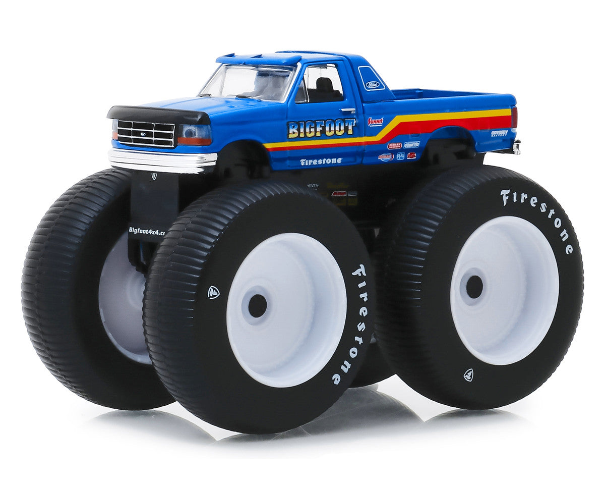 1996 Ford F-250 Monster Truck "Bigfoot #7" Metallic Blue with Stripes "Kings of Crunch" Series 5 1/64 Diecast Model Car by Greenlight-1