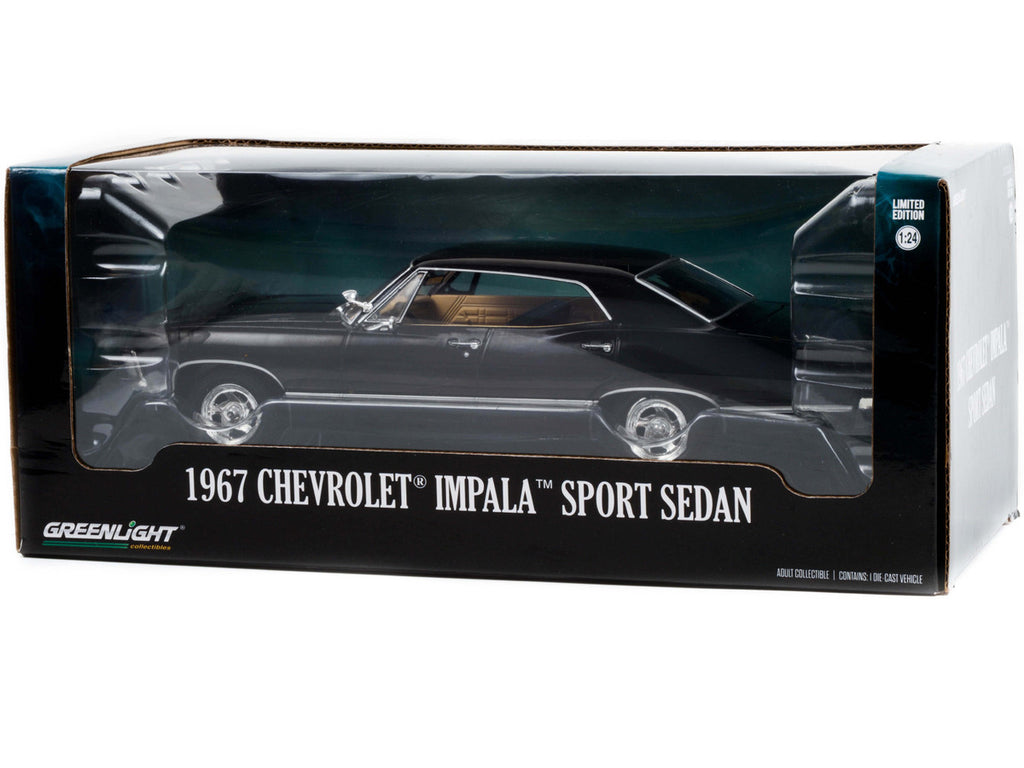 1967 Chevrolet Impala Sport Sedan Tuxedo Black 1/24 Diecast Model Car by Greenlight-2