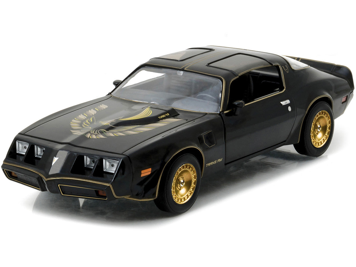 1980 Pontiac Firebird Trans Am T/A Turbo 4.9L Starlite Black with Golden Eagle Hood and Stripes 1/24 Diecast Model Car by Greenlight-1