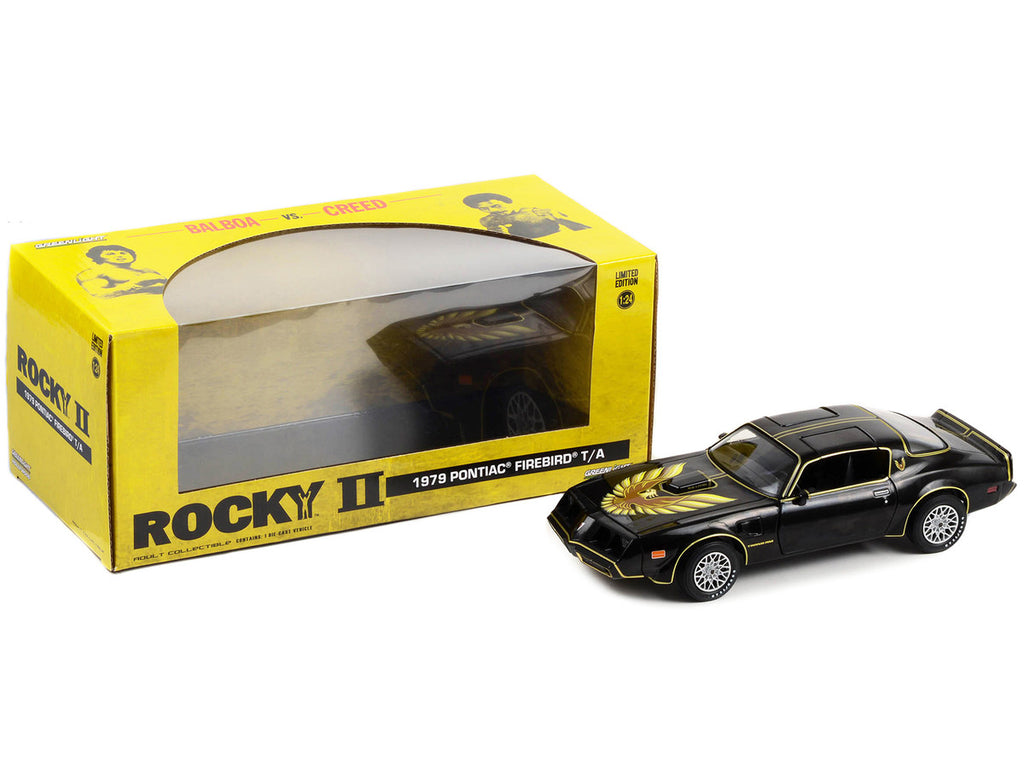 1979 Pontiac Firebird T/A Trans Am Black with Hood Phoenix "Rocky II" (1979) Movie 1/24 Diecast Model Car by Greenlight-2