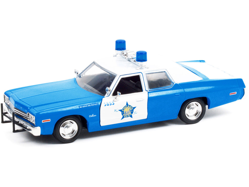 1974 Dodge Monaco Blue and White CPD "Chicago Police Department" (Illinois) "Hot Pursuit" Series 1/24 Diecast Model Car by Greenlight-1