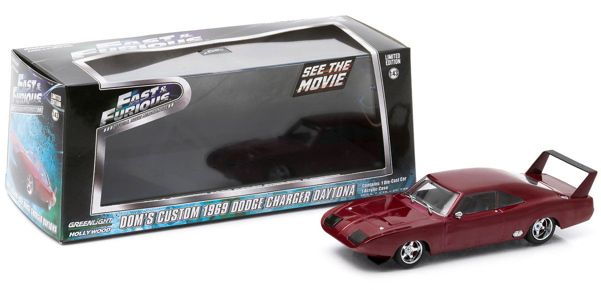 Dom's 1969 Dodge Charger Daytona Maroon "Fast and Furious 6" Movie (2013) 1/43 Diecast Model Car by Greenlight-3
