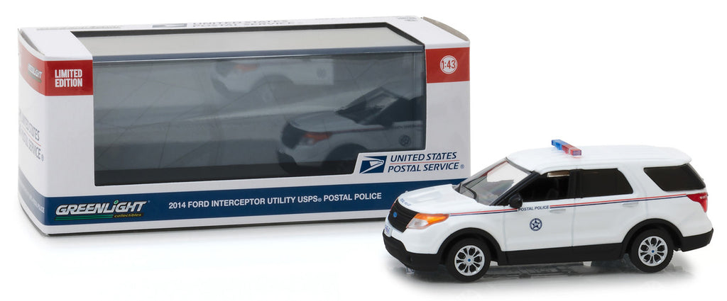 2014 Ford Interceptor Utility Postal Police "United States Postal Service" (USPS) White 1/43 Diecast Model Car by Greenlight-2