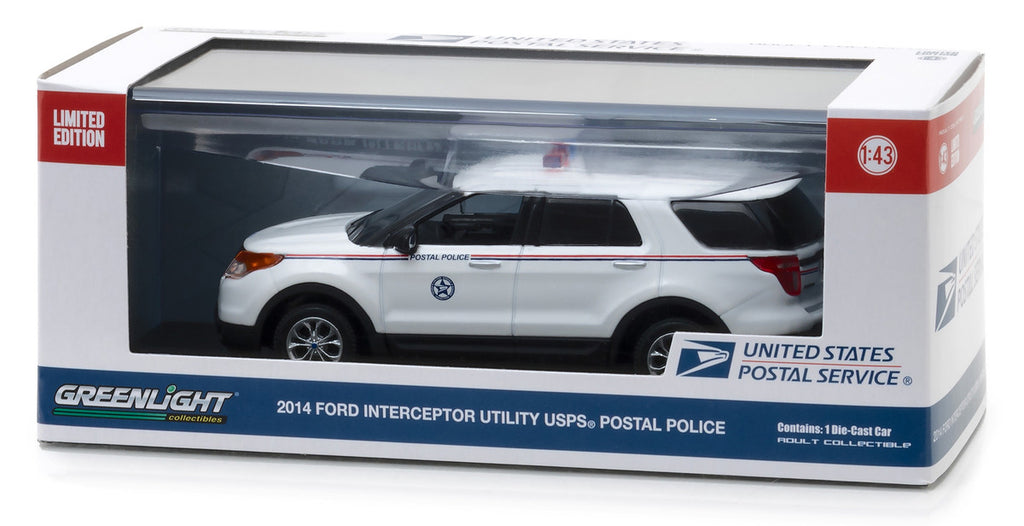 2014 Ford Interceptor Utility Postal Police "United States Postal Service" (USPS) White 1/43 Diecast Model Car by Greenlight-1