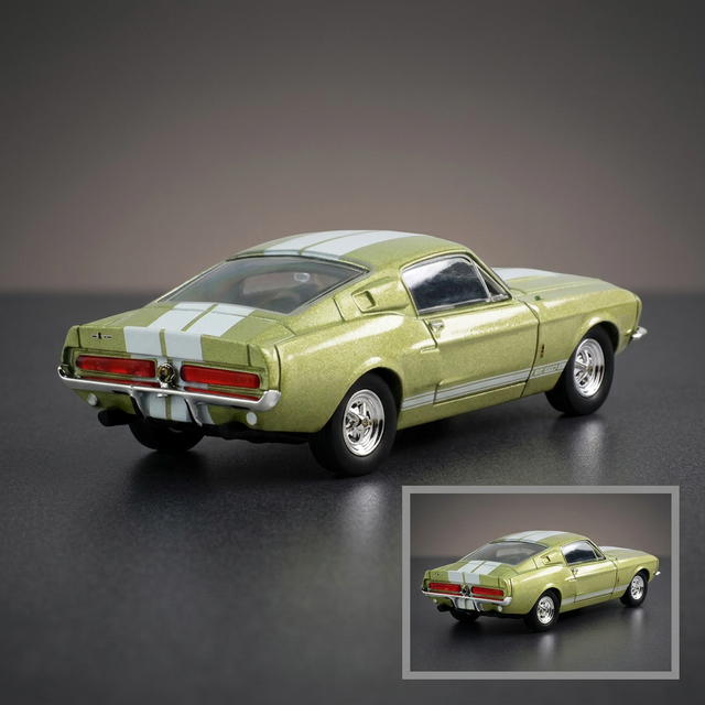 GreenLight 1:64 1967 Ford Shelby GT500 Lime Gold Metallic/White Stripes — product image 2