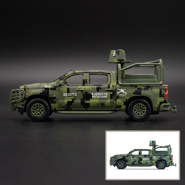 2021 Chevrolet Silverado LT Trail Boss Z71 Truck "Mexican Military" Green Digital Camouflage "Battalion 64" Series 6 1/64 Diecast Model Car by Greenlight-0