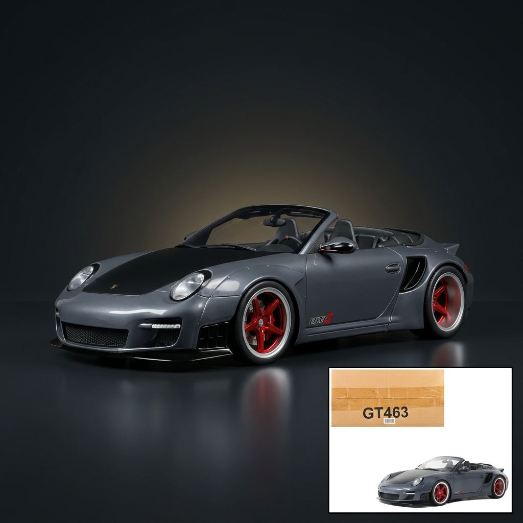 GT Spirit 1:18 Porsche 911 LB-Works Alpha 9 Gray with Black Hood