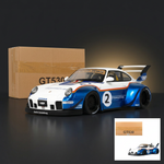 GT Spirit 1:18 2023 RWB x Liberty Walk 993 #2 White and Blue Metallic with Graphics