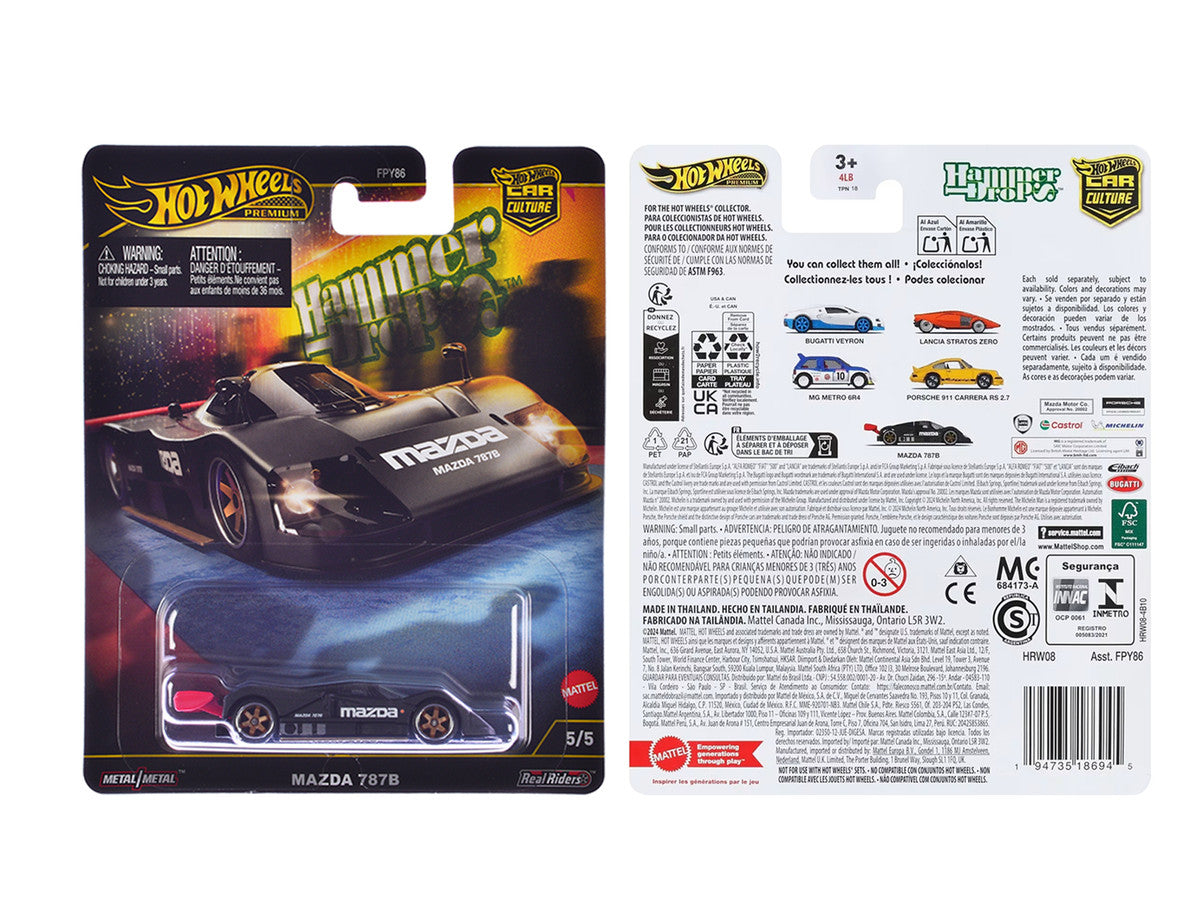 Mazda 787B Prototype Race Car Black "Hammer Drop" Series Diecast Model Car by Hot Wheels-0