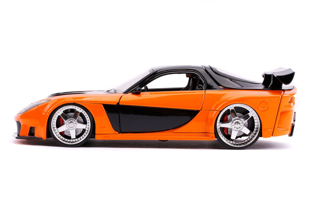 Han's Mazda RX-7 RHD (Right Hand Drive) Orange and Black "The Fast and the Furious: Tokyo Drift" (2006) Movie "25 Years of Fast & Furious" Series 1/24 Diecast Model Car by Jada-3