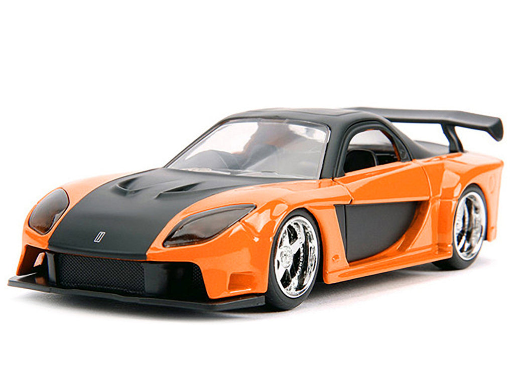 Han's Mazda RX-7 RHD (Right Hand Drive) Orange Metallic and Black "25 Years of Fast & Furious" "The Fast and the Furious: Tokyo Drift" (2006) Movie "Fast & Furious" Series 1/32 Diecast Model Car by Jada-1