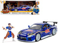 1993 Mazda RX-7 Candy Blue Metallic with Graphics and Chun-Li Diecast Figure "Street Fighter" Video Game "Anime Hollywood Rides" Series 1/24 Diecast Model Car by Jada-0