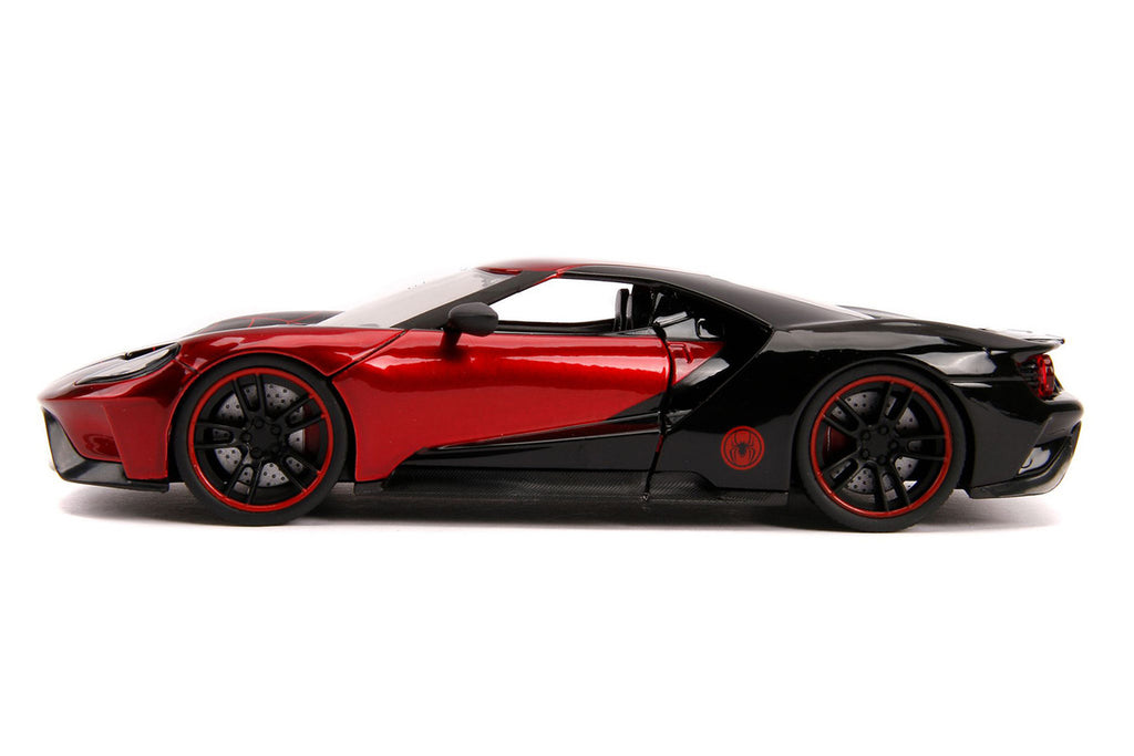 2017 Ford GT with Miles Morales Diecast Figurine "Spider Man" "Marvel" Series 1/24 Diecast Model Car by Jada-2
