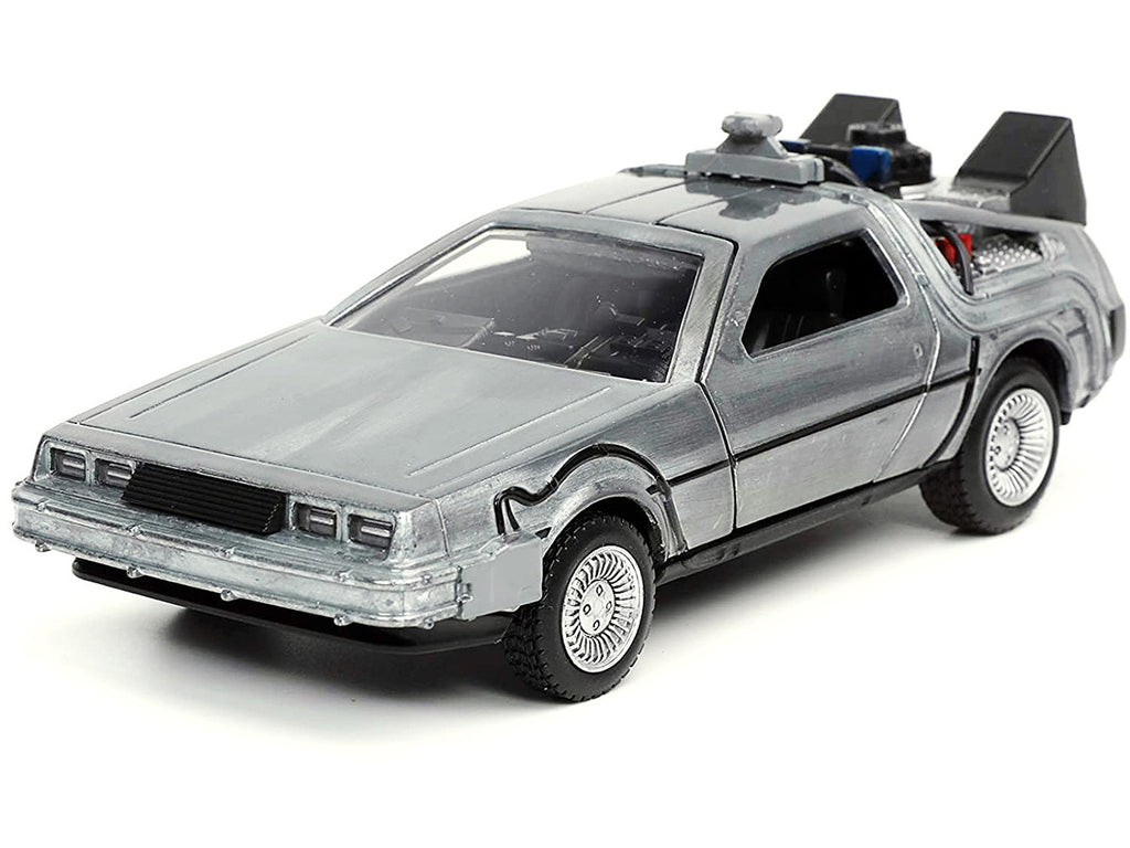 DeLorean DMC (Time Machine) Brushed Metal "Back to the Future Part I" (1985) Movie "Hollywood Rides" Series 1/32 Diecast Model Car by Jada-0
