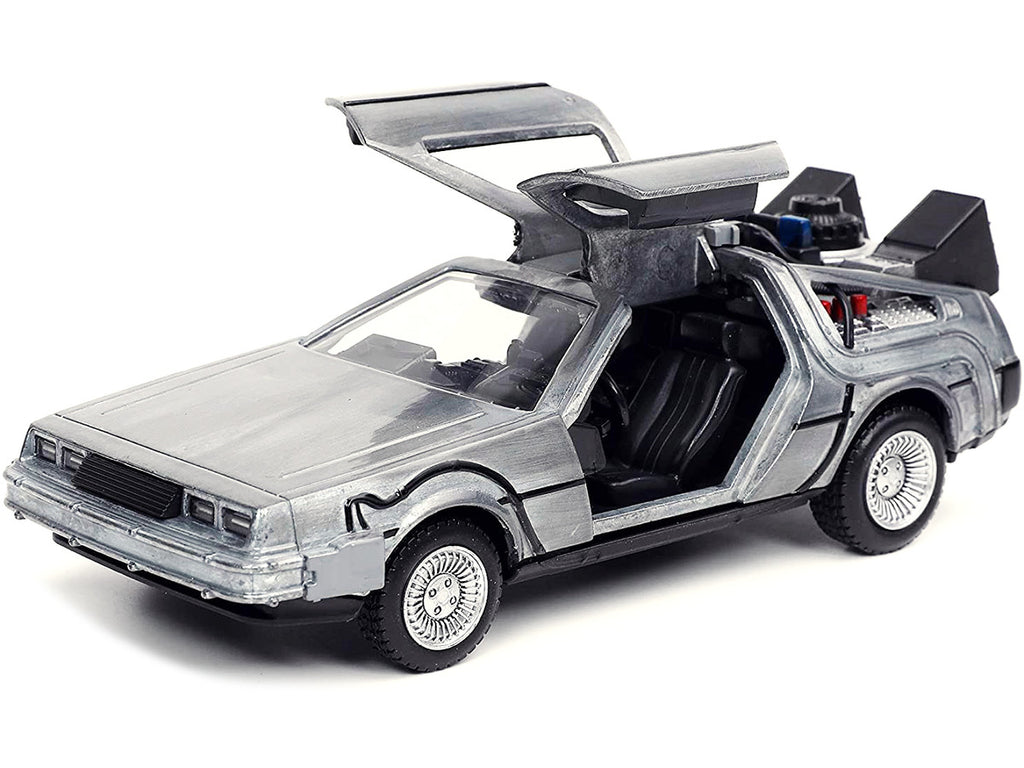 DeLorean DMC (Time Machine) Brushed Metal "Back to the Future Part I" (1985) Movie "Hollywood Rides" Series 1/32 Diecast Model Car by Jada-1