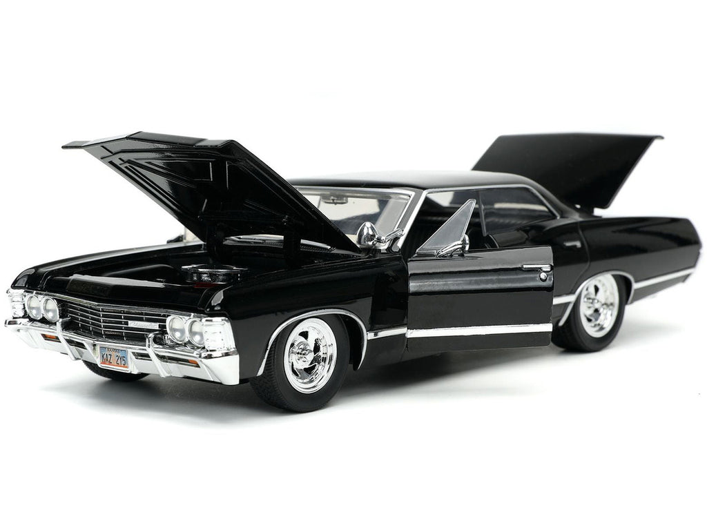 1967 Chevrolet Impala SS Sport Sedan Black and Dean Winchester Diecast Figurine "Supernatural" (2005-2020) TV Series "Hollywood Rides" Series 1/24 Diecast Model Car by Jada-2